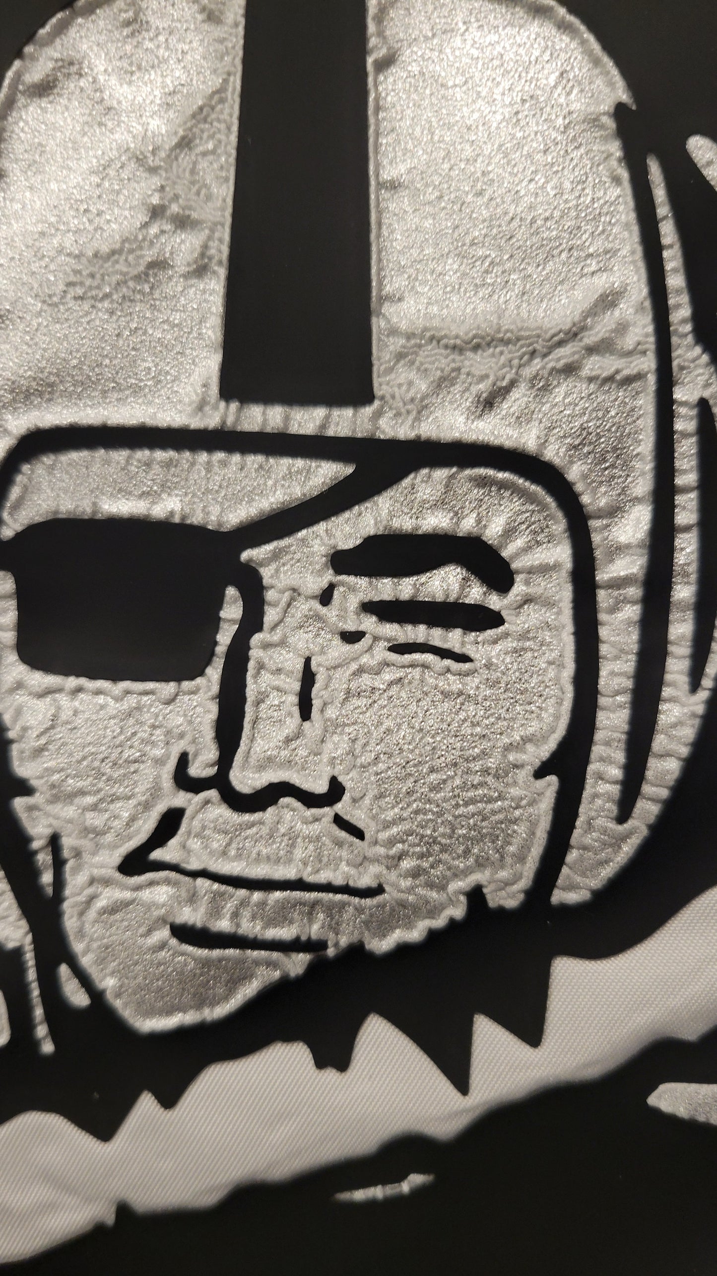 Custom Raiders White Bomber Jacket - Textured Vinyl & Metallic Stud Detail